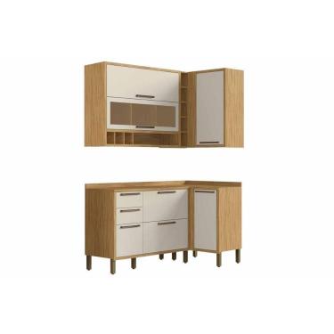 Imagem de Kit Cozinha Modulada 4 Peças Syrah (2Aéreos+2Balcões) C4P243 Amendoa/Off White - Ronipa