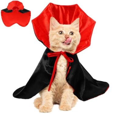 Imagem de Toyvian Fantasia de Halloween para animais de estimação - Capa de vampiro, roupa de cosplay de bruxa, acessórios de festa para cães e gatos pequenos e médios - Acessórios para animais de estimação