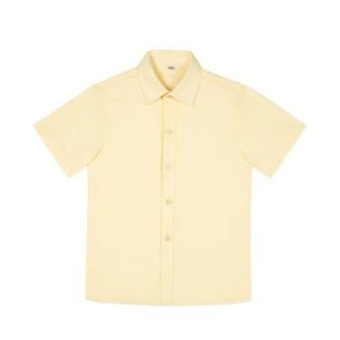 Imagem de Camisa infantil Visaccy de manga curta para meninos com botões amarela