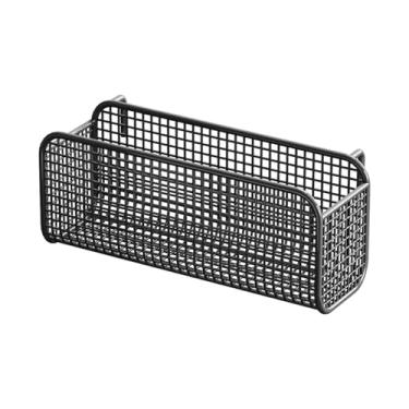 Imagem de SiaBiced Cesta de metal suspensa para revistas, telefones, bebidas, prateleira de cabeceira, mantenha a sala de estar organizada, colagem de ferro, dormitório, Black L