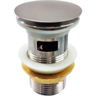 Imagem de Valvula Click Com Ladrão 1 ¼ Inox Escovado Ralo Pia Banheiro Para Cuba