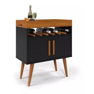 Imagem de Aparador Café Drink com Portas Pés em Madeira Pinus Ofertamo, Preto/Ca