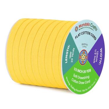 Imagem de Mandala Crafts Cordão liso amarelo de substituição de cordão, 1/2 polegada 20 jardas amarelo macio cordão algodão cordão cordão de moletom moletom com capuz e cordão de substituição