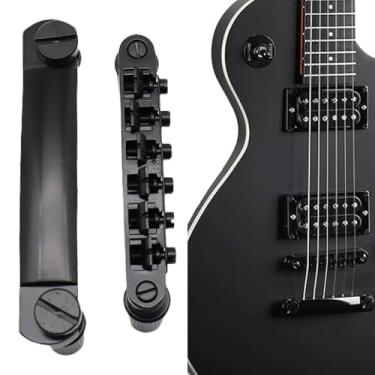 Imagem de Conjunto de ponte de guitarra de 6 cordas, Tune-O-Matic Bridge e Stop Bar Tailpiece com âncoras e pinos para guitarra elétrica Epiphone Les Paul LP SG (preta)