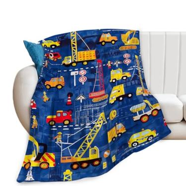 Imagem de Cobertor de construção de escavadeira, cobertor supermacio, de flanela, leve, fofo, felpudo, felpudo, cobertor infantil para crianças, meninos, meninas, mulheres, para cama, sofá, roupa de cama 101 x