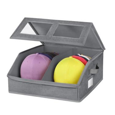 Imagem de RZMAYIS Armazenamento de chapéus para bonés de beisebol - comporta até 24 bonés, organizador de chapéus para armário, caixa de chapéu empilhável com papelão, organizador de bonés de beisebol à prova