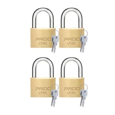 Imagem de 4 Pç Cadeado Latão 50mm Pado Para Portão Mesma Chave