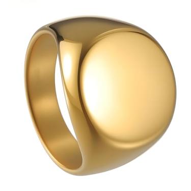 Imagem de Udolfly Anel masculino de aço inoxidável com sinete para homens e mulheres, prata/preto/dourado, anel de dedo quadrado, presente para pai e marido, 10, Metal, Sem pedra preciosa