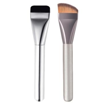 Imagem de Pincels De Base Corretivo, Contorno Facial, Máscara Facial, Mistura Plana Pincel De Maquiagem (Kit 2 Pincels)