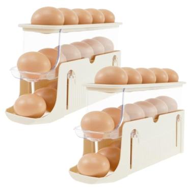 Imagem de Suporte para ovos, organizador de ovos, suporte para ovos que economiza espaço, dispensador dobrável de ovos para cozinha, geladeira e bancada (2 peças)
