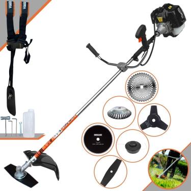 Imagem de Cortador de Grama Robusto À Gasolina Terra GRH-520 52cc 2,5HP de Potência 6.500rpm Roçadeira  Lateral Completa Com 6 Opções de Cortes