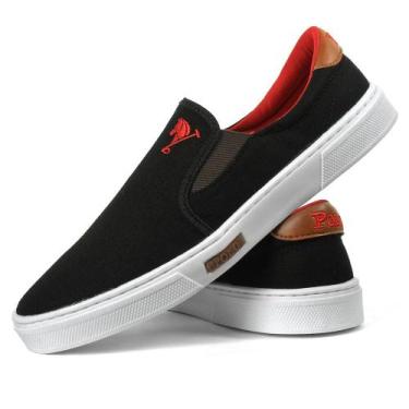 Imagem de Sapatilha Masculina Polo Joy Slip - Preto e Vermelho, Preto, Vermelho,