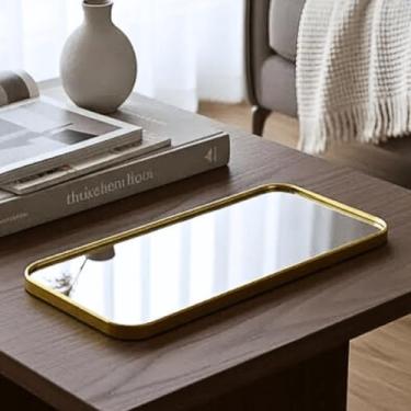 Imagem de Bandeja Espelhada Dourada Preta Prata 40cm Servir Decoração (Dourada)