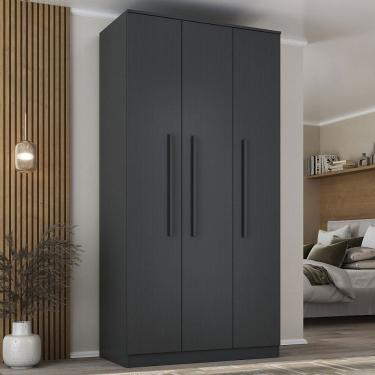 Imagem de Guarda-Roupa Solteiro Lugano 3 Portas 2 Gavetas Grafite - Hecol Móveis