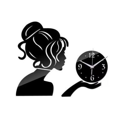 Imagem de Relógio Acrílico Parede Decorativo Sala Mulher Prata