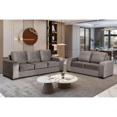 Imagem de Conjunto de Sofá 3x2 Lugares Cinza Londres Design Estofados