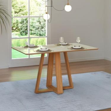Imagem de Mesa de Jantar 135cm 4 Lugares TM86 Off White Freijó Dalla Costa