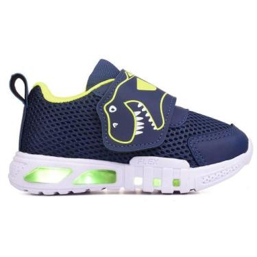 Imagem de Tênis Infantil LED Dinossauro Minipé Masculino Luzinha Casual e Confor