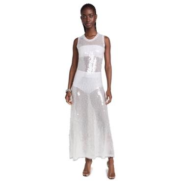 Imagem de Norma Kamali Vestido feminino longo sem mangas, Transparente/branco, PP