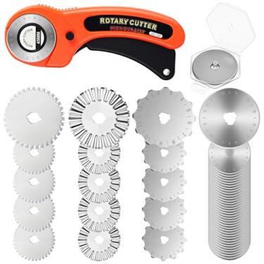 Imagem de Lanties Cortador rotativo de 45 mm para tecido com 50 peças de lâminas rotativas de substituição, cortador de pinking para corte de tecido, couro, artesanato, costura, acolchoado