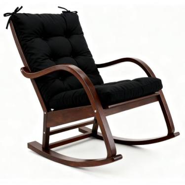 Imagem de Almofada de cadeira de balanço à prova d'água, conjunto de almofadas de cadeira inferior superior com laços, almofadas de assento antiderrapantes macias e confortáveis para móveis externos e internos