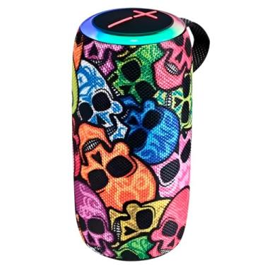 Imagem de Caixa de Som Portátil Bluetooth 5.2, RGB LED, 20W, Design Moderno, 19.6cm x 6cm, Bateria 1500mAh, À Prova D'água, Colorida, com Alça de Transporte