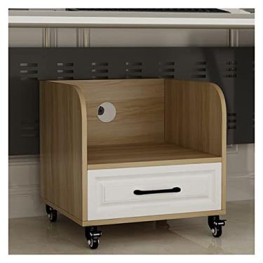 Imagem de Suporte para impressora de 2 níveis com 1 gaveta deslizante e rodas traváveis, suporte para impressora sob a mesa, suporte de mesa para impressora de scanner para escritório, prateleira de impressora