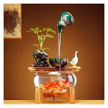 Imagem de XFNVXC Fonte decorativa interna de mesa fonte de água circulante para casa decoração de água da sorte escritório sala de estar mesa tanque de peixes Rockery fonte casa