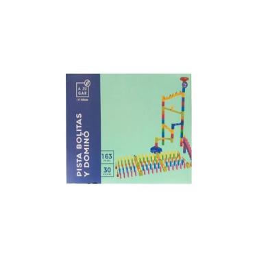 Imagem de Conjunto didático de pista de bolas de brinquedo e dominó com 163 peça