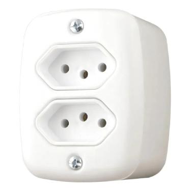 Imagem de Tomada Dupla Sobrepor Sistema X 20A Com Caixa Externa Pluzie