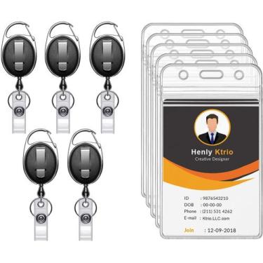 Imagem de Porta-crachá de identificação retrátil KTRIO com bobinas de crachá de 