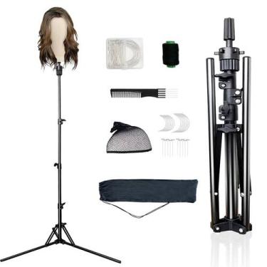 Imagem de Suporte de cabeça de manequim, suporte de peruca dobrável ajustável, t