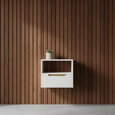 Imagem de Mesa de Cabeceira Suspensa 1 Gaveta Branco Pérola - Repleta