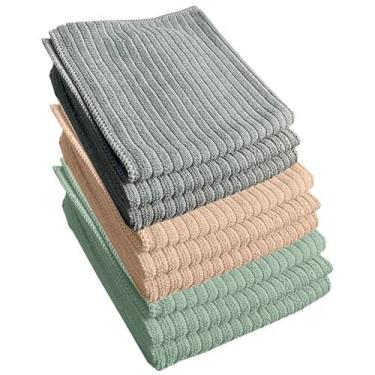 Imagem de Kit 6 Pano Copa Pia Cozinha Microfibra Absorve 40X48 Pra Jg3 - IDEALIZ