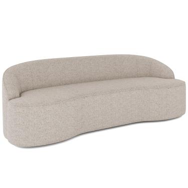 Imagem de Sofá 3 Lugares Curvo Sala de Estar Living Lótus D02 Linho Bege 180 cm D-463 - Lyam Decor