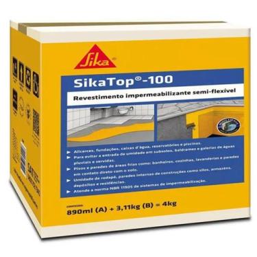 Imagem de SikaTop 100 4Kg Revestimento Impermeabilizante Obra Construçao Casa Qu