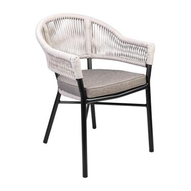 Imagem de Cadeira Área Externa de Alumínio Bear com Corda Naútica Preto/Amêndoa G56 - Gran Belo