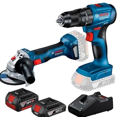 Imagem de Kit Furadeira GSB 185-LI + Esmerilhadeira GWS 180-LI com 2 Baterias 06019H90E5000 Bosch