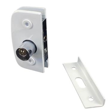 Imagem de Kit Fechadura Central 1520 com Espelho 1504A para Porta Pivotante de Vidro Temperado com Guarnição (Branco)