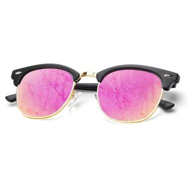Imagem de Óculos de sol polarizados para homens, óculos de sol masculinos clássicos com armação de metal polarizado para dirigir e pescar, Preto fosco/rosa