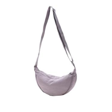 Imagem de Bolsas transversais crescentes para mulheres, bolsas de nylon modernas, bolsa tiracolo pequena para viagem Hobo, Gery