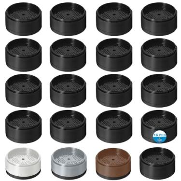 Imagem de Elevadores de cama 2.5 cm, 5.1 cm, 7.6 cm, 10.2 cm resistente, elevador de móveis ajustável para mesa, sofá, poltrona, geladeira, máquina de lavar, blocos empilháveis para cama (pacote com 16, 2,5 cm)