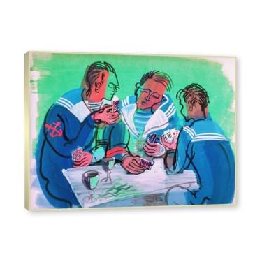 Imagem de Moldura de champanhe. Impressões Raoul Dufy, (Os três marinheiros), pôster de viagem vintage, arte impressionista, imagem de arte de parede em tela para decoração de casa. 40 x 50 cm-15,8 x 19,7 pol