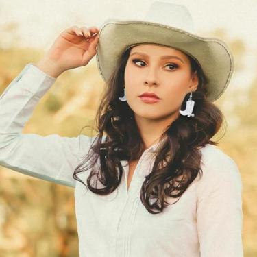 Imagem de White Western West Cowgirl Texas Boots Spur Dangle Drop Brincos Rodeo Boho Fantasia Fantasia