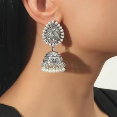 Imagem de Brincos Jhumkas tradicionais para mulheres, joias indianas, design de candelabro, acessórios de festa de Bollywood, estilo étnico elegante