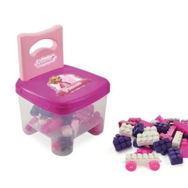 Imagem de Cadeira Magic Infantil Princesa com 50 blocos de montar - SimoToys