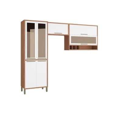 Imagem de Cozinha Compacta Syrah 3 Peças (2 Armários + 1 Paneleiro) Cpt01 Sevilha/branco - Ronipa