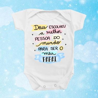 Imagem de Body de Bebê Roupa Deus Escolheu a Melhor Pessoa Papai Menina Divertid
