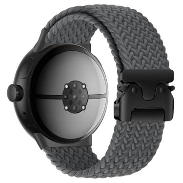 Imagem de Yeahxing Pulseira para Pixel Watch 4/3 de 45 mm - Pulseira trançada de nylon elástico para Google Pixel Watch 4 de 45 mm 2025, serve para pulseira ajustável de 17,3 a 25,9 cm com fivela de paraquedas