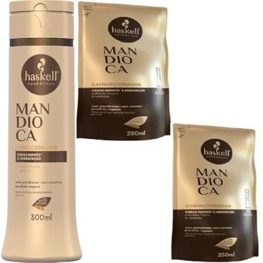 Imagem de Kit Haskell Mandioca Condicionador 300ML + 2 Refil Condicionador 250